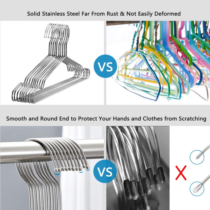 Fayleeko Wire Hangers Coat Hangers Strong Heavy Duty Stainless Steel Metal Hangers 17.7 Inch Ultra Thin Space Saving Clothes Hangers (10pack) - Image 3